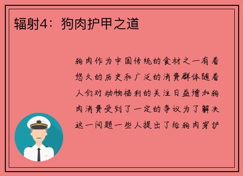 辐射4：狗肉护甲之道